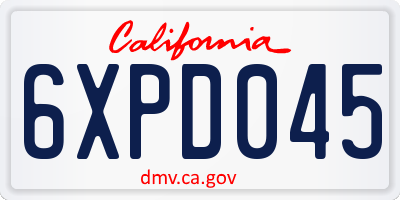 CA license plate 6XPD045