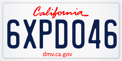 CA license plate 6XPD046