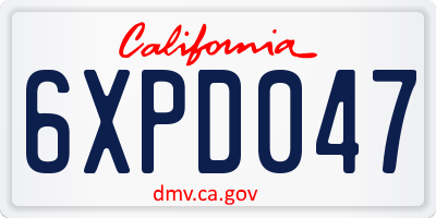 CA license plate 6XPD047