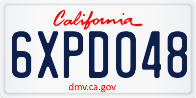 CA license plate 6XPD048