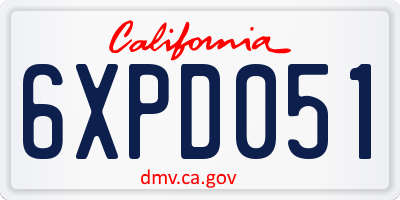 CA license plate 6XPD051