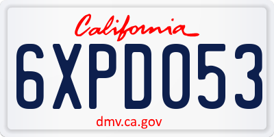 CA license plate 6XPD053