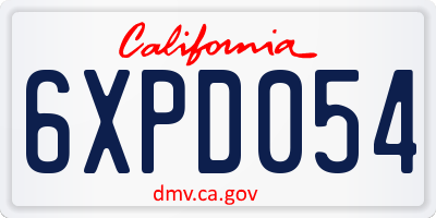 CA license plate 6XPD054