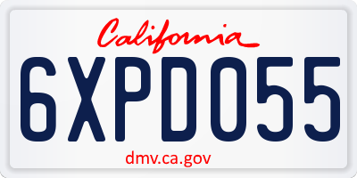 CA license plate 6XPD055