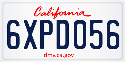 CA license plate 6XPD056