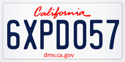 CA license plate 6XPD057
