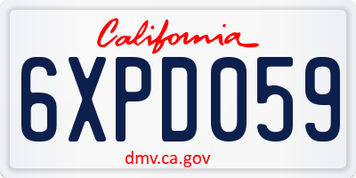 CA license plate 6XPD059