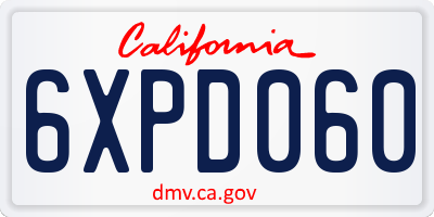 CA license plate 6XPD060