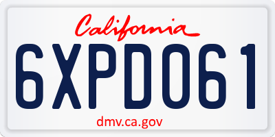 CA license plate 6XPD061