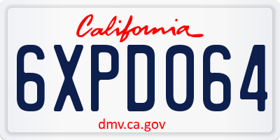 CA license plate 6XPD064