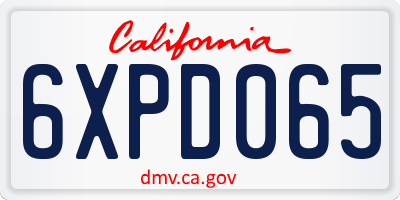 CA license plate 6XPD065
