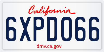 CA license plate 6XPD066