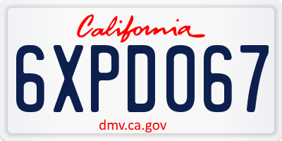 CA license plate 6XPD067