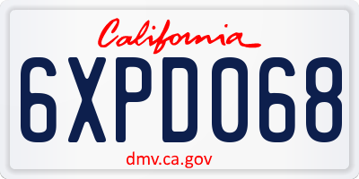 CA license plate 6XPD068