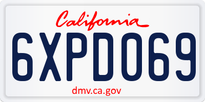 CA license plate 6XPD069