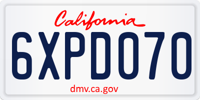 CA license plate 6XPD070