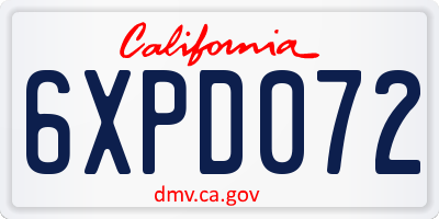 CA license plate 6XPD072