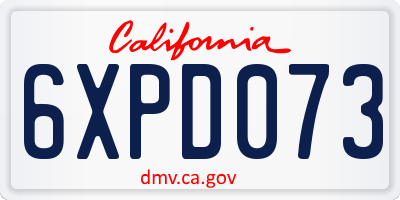 CA license plate 6XPD073