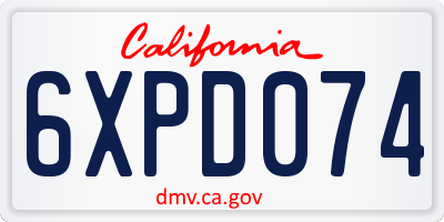 CA license plate 6XPD074