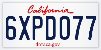 CA license plate 6XPD077