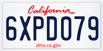 CA license plate 6XPD079