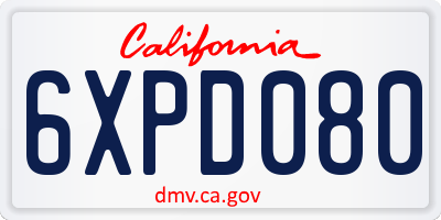 CA license plate 6XPD080