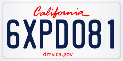 CA license plate 6XPD081