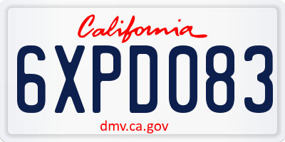 CA license plate 6XPD083