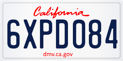CA license plate 6XPD084