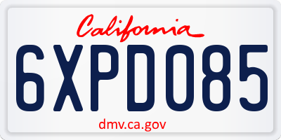 CA license plate 6XPD085