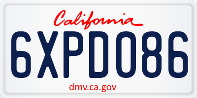 CA license plate 6XPD086