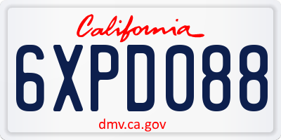 CA license plate 6XPD088