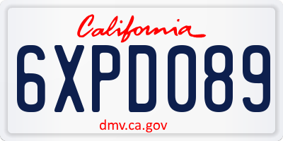 CA license plate 6XPD089