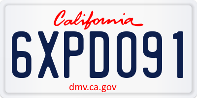 CA license plate 6XPD091