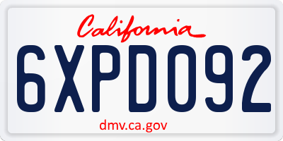 CA license plate 6XPD092