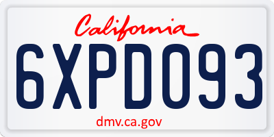 CA license plate 6XPD093