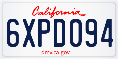 CA license plate 6XPD094