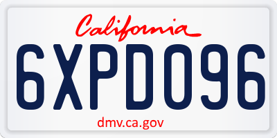 CA license plate 6XPD096