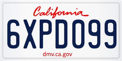 CA license plate 6XPD099