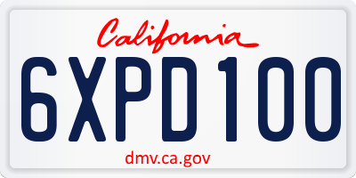 CA license plate 6XPD100