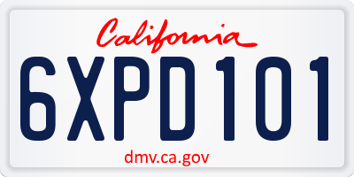 CA license plate 6XPD101