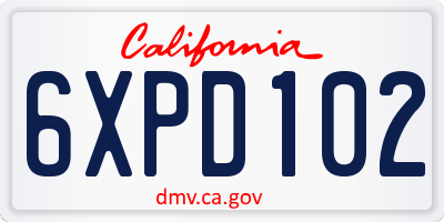CA license plate 6XPD102