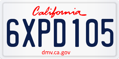 CA license plate 6XPD105