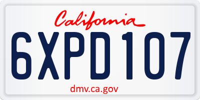 CA license plate 6XPD107