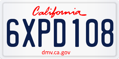 CA license plate 6XPD108
