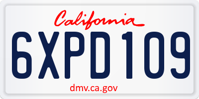 CA license plate 6XPD109