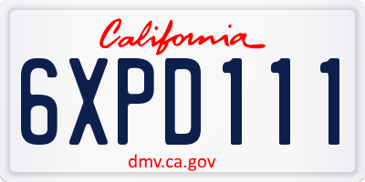 CA license plate 6XPD111