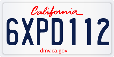 CA license plate 6XPD112