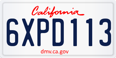 CA license plate 6XPD113