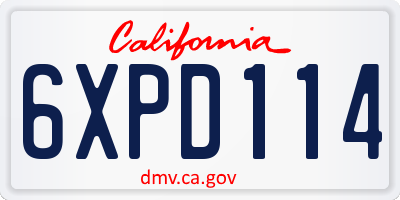 CA license plate 6XPD114